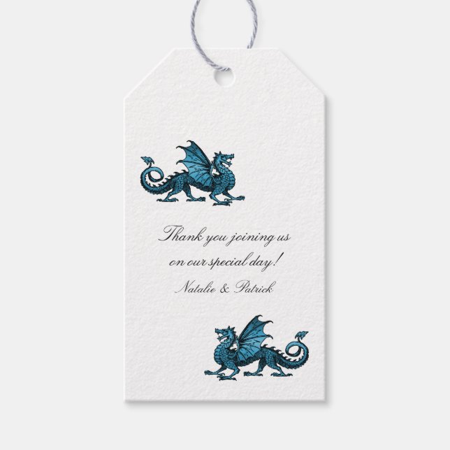 Blue Dragon Wedding Gift Tags (Front)