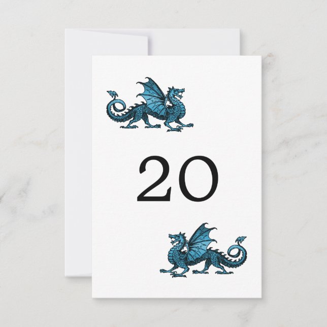 Blue Dragon Wedding Table Card (Front)