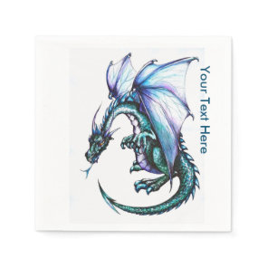 Blue Dragon White Cocktail Paper Napkins