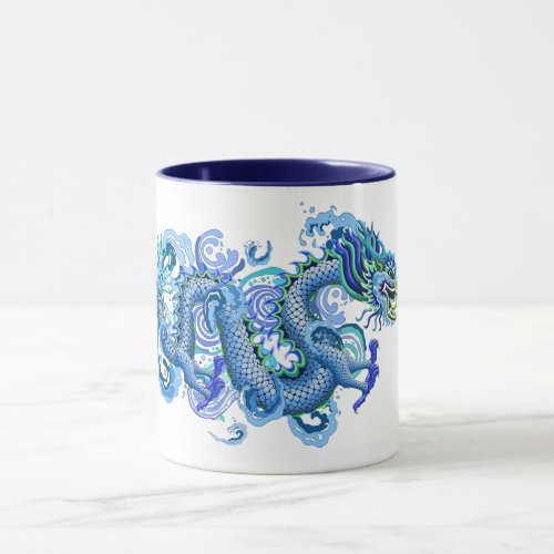 Blue Dragon With Water Splash Mug