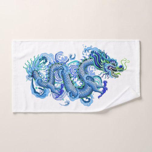 Blue Dragon with Water Splashes Towel