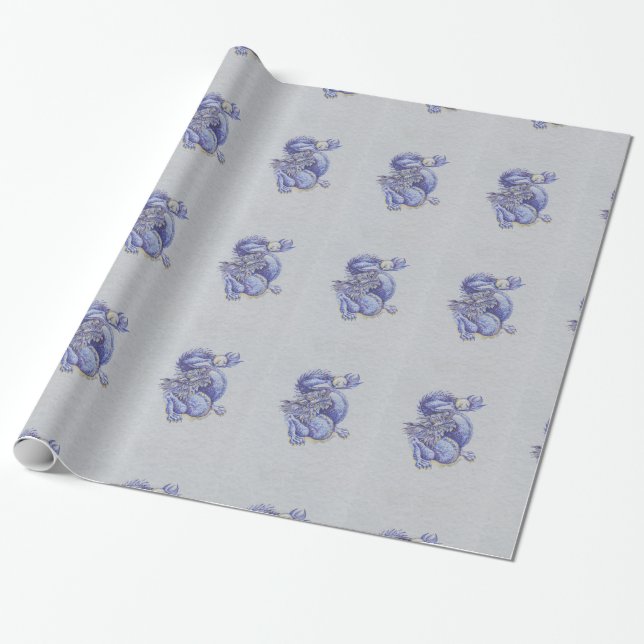 Blue Dragon Wrapping Paper (Unrolled)