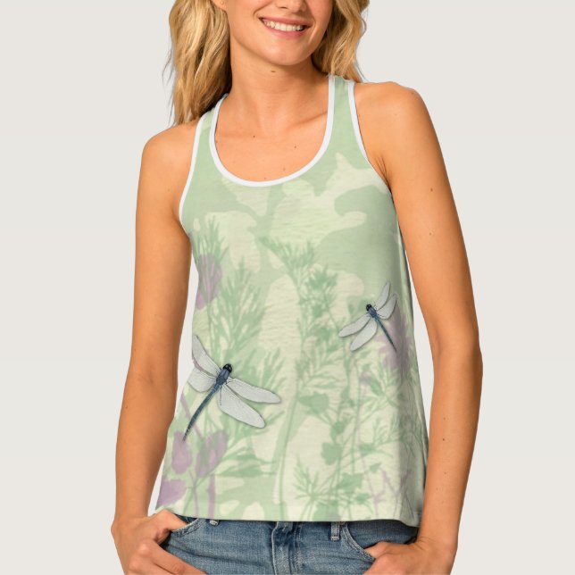 Blue Dragonflies All-Over Print Racerback Tank Top (Front)
