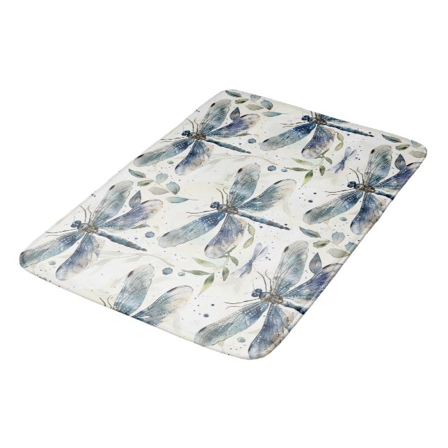 Blue Dragonflies Bath Mat (Angled)