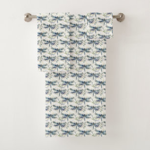 Blue Dragonflies Bath Towel Set