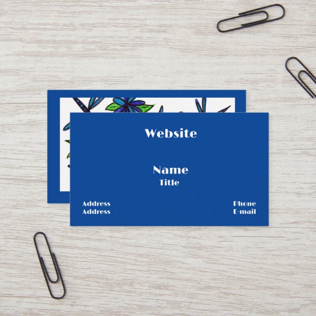 Blue Dragonflies Business Cards (Front/Back In Situ)