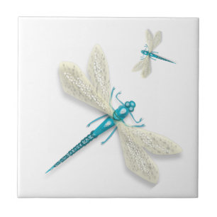 Blue Dragonflies  Ceramic Tile