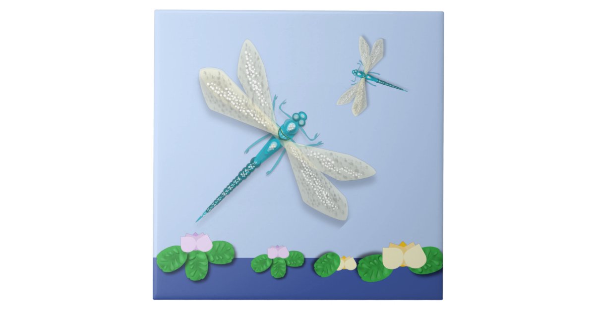 Blue Dragonflies Ceramic Tile Zazzle