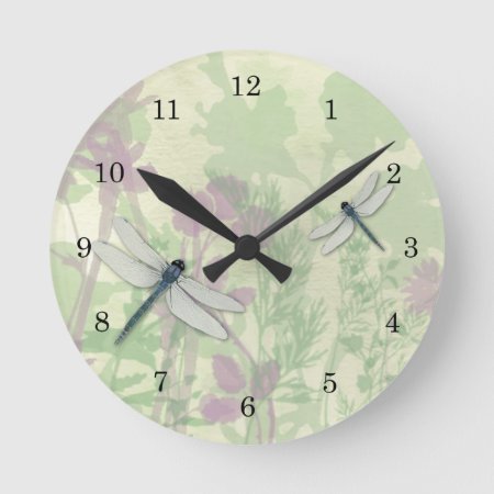 Blue Dragonflies Clock