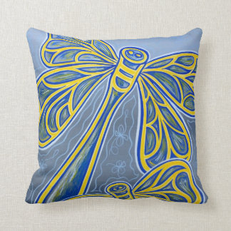Blue Dragonflies Cotton Pillow