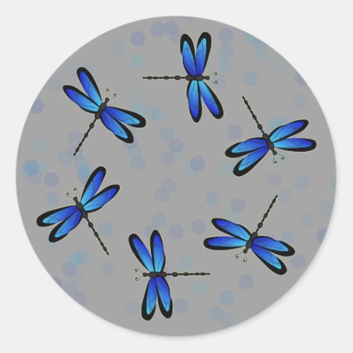 blue dragonflies II Classic Round Sticker