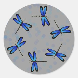 blue dragonflies II Classic Round Sticker