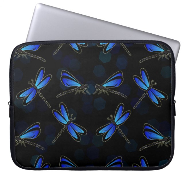blue dragonflies laptop sleeve (Front)