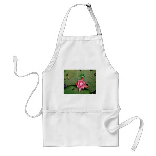Blue Dragonflies on a pink lotus flower Adult Apron