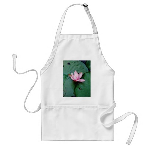 Blue Dragonflies on a pink lotus flower Adult Apron
