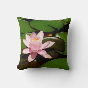 Blue Dragonflies on a pink lotus Throw Pillow
