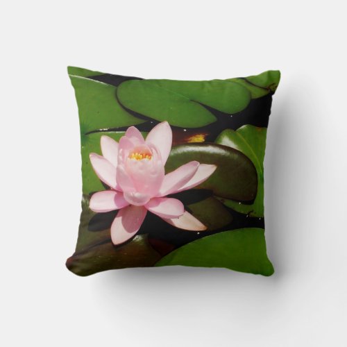 Blue Dragonflies on a pink lotus Throw Pillow