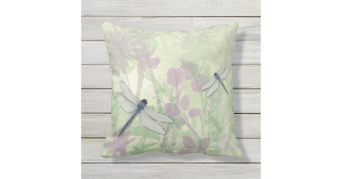 Blue Dragonflies Outdoor Pillow