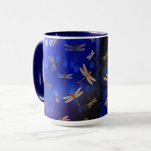 Blue Dragonflies Pattern, Coffee Mug