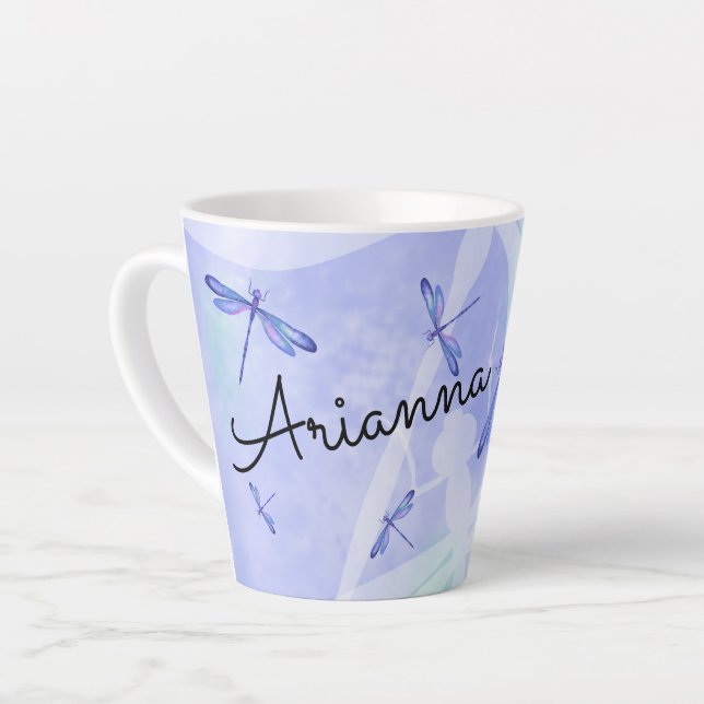 Blue Dragonflies, Personalized Coffee Mugs (Left Angle)