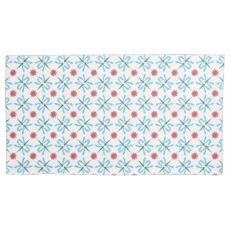 Blue Dragonflies, Pink Water Lilies on White Pillowcase