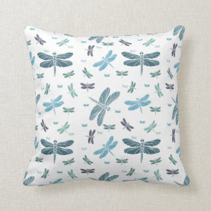 Blue Dragonflies Throw Pillow