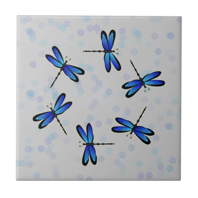 blue dragonflies tile (Front)