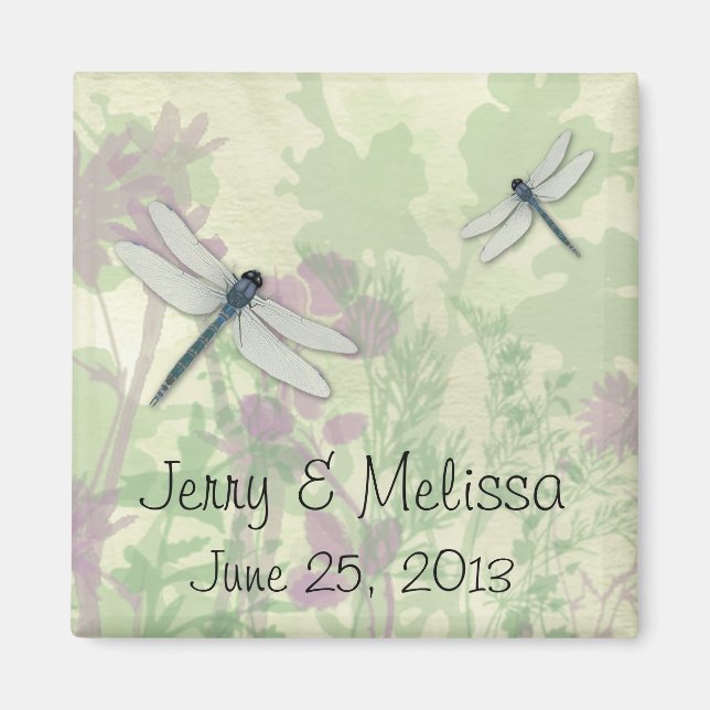 Blue Dragonflies Wedding Favor Magnet (Front)