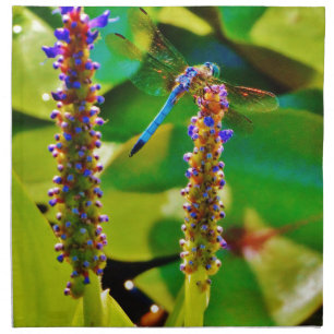 Blue Dragonfly and flowers Cloth Napkin