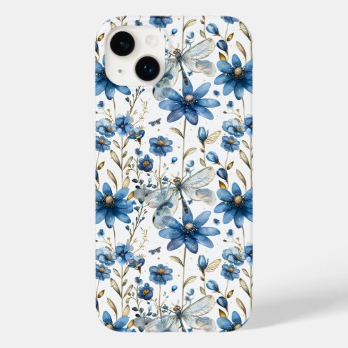 Blue Dragonfly and Flowers iPhone Cell Phoe Case 