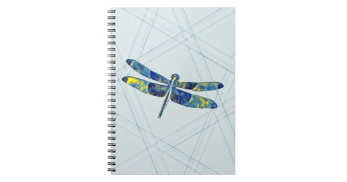 Personalized Notebook, Dragonflies and Flowers Sketchbook, Coil