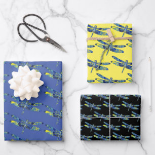 Blue Dragonfly Art Wrapping Craft Paper