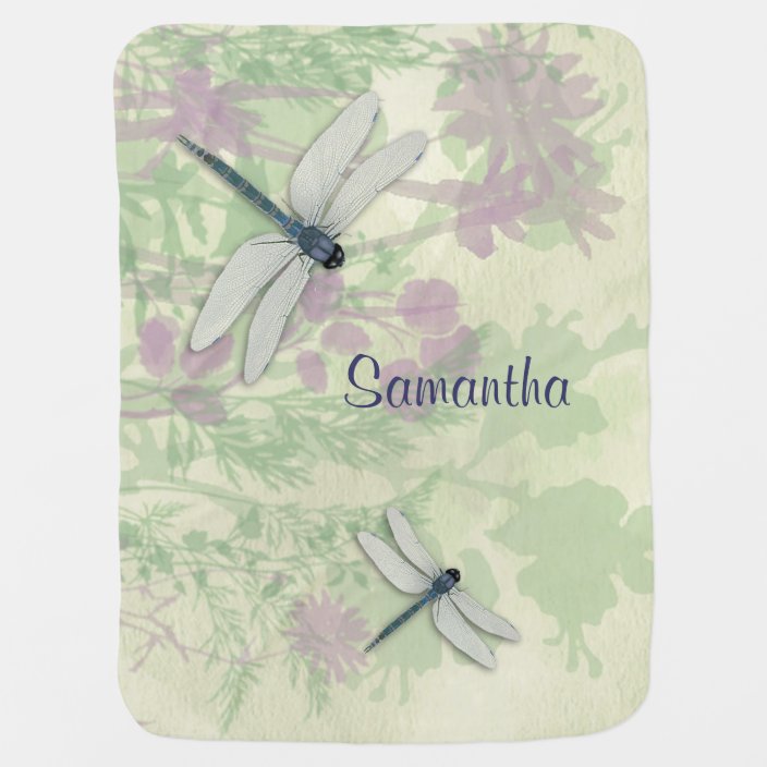 Girl dragonfly baby blanket custom baby name blanket dragonflies baby blanket boy or girl dragonfly baby gift personalized baby gift