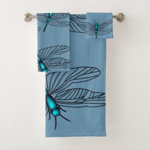 Blue Dragonfly Bathroon Towel Set