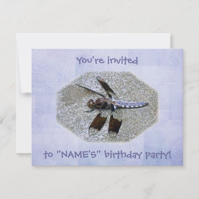 Blue Dragonfly Birthday Party Invitation (Front)
