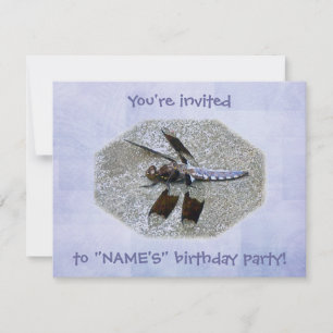 Blue Dragonfly Birthday Party Invitation