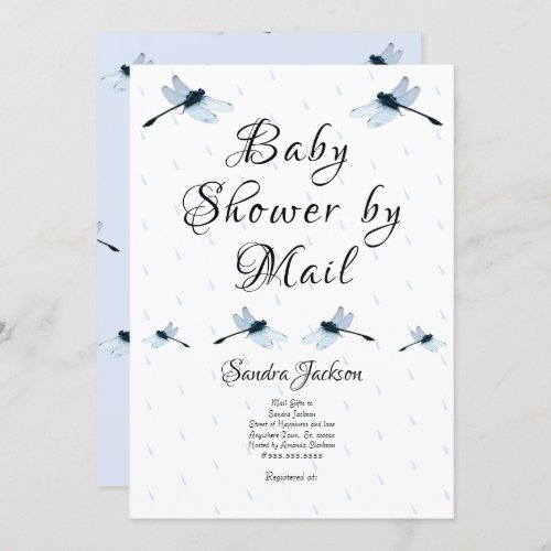 Blue  Dragonfly Boy Baby Shower Invitation