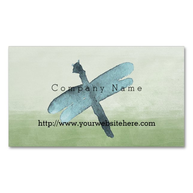 Blue Dragonfly Business Card Magnet (Front)