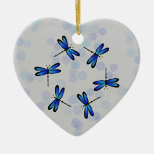 blue dragonfly ceramic ornament