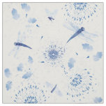 Blue Dragonfly Chinoiserie Floral Fabric