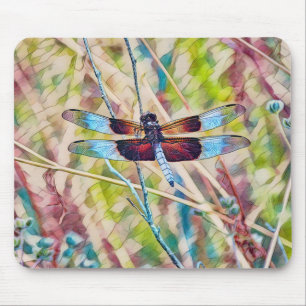Blue Dragonfly Colorful Art Mouse Pad