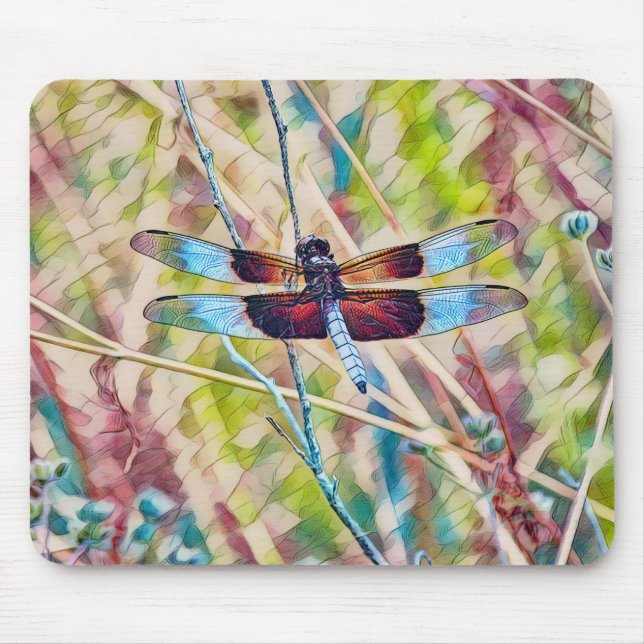 Blue Dragonfly Colorful Art Mouse Pad (Front)