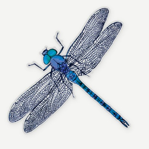 Blue Dragonfly Contour Sticker