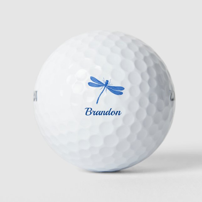 Blue dragonfly Cute Boy Name golf balls (Front)