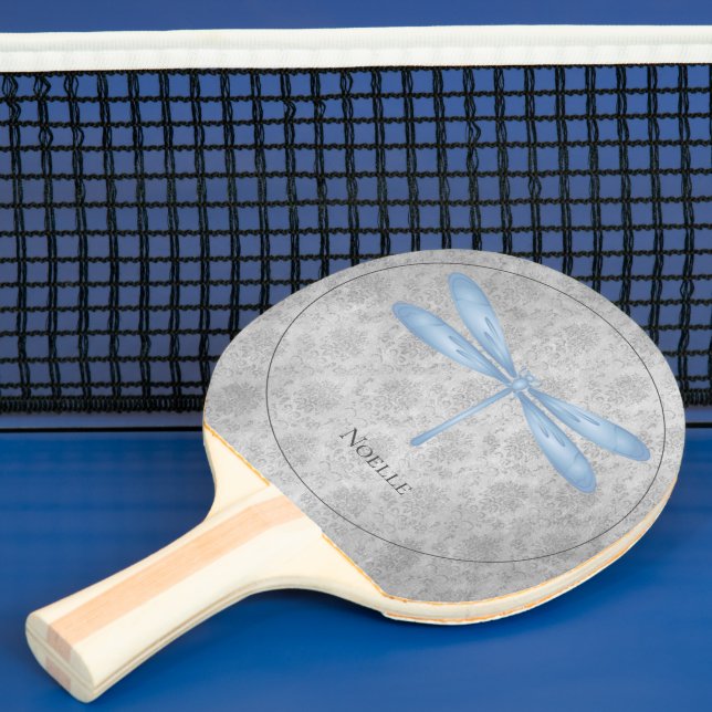 Blue Dragonfly Damask Ping Pong Paddle (Insitu)