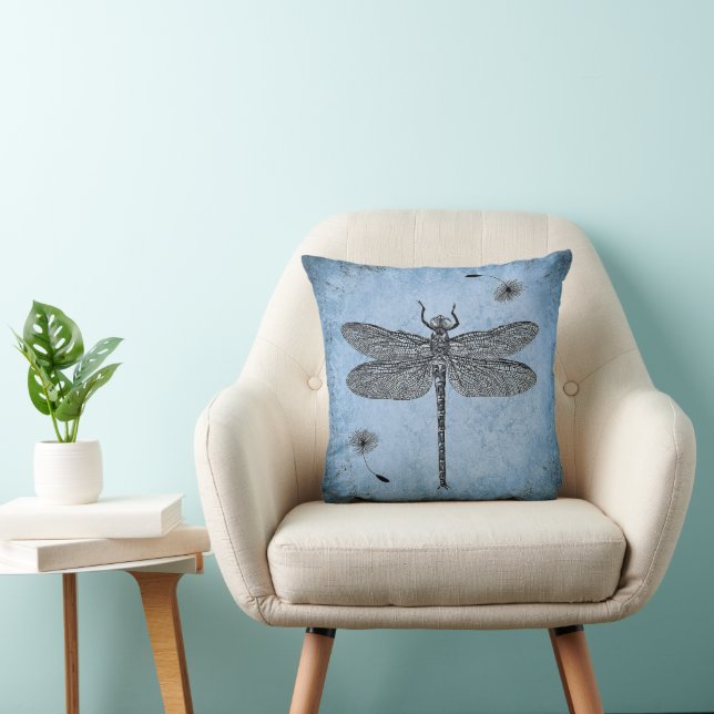 Blue dragonfly design  throw pillow (Chair)