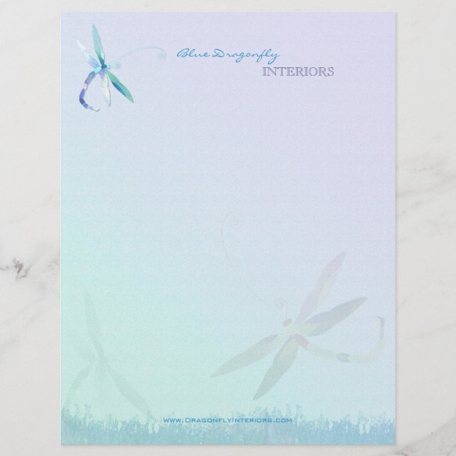 Blue Dragonfly Interior Design Business Letterhead (Front)