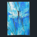 Blue Dragonfly Kitchen Towel<br><div class="desc">Blue Dragonfly Acrylic on Canvas 16" x 20" Angel Egle Wierenga</div>
