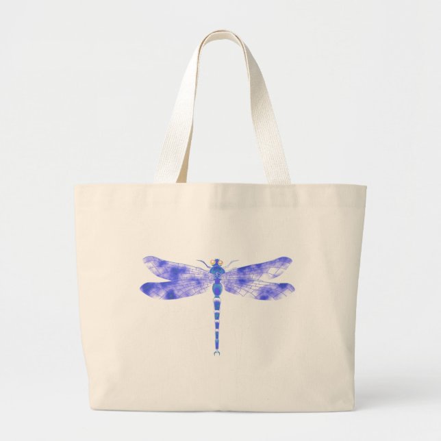 Blue Dragonfly Large Tote Bag (Front)