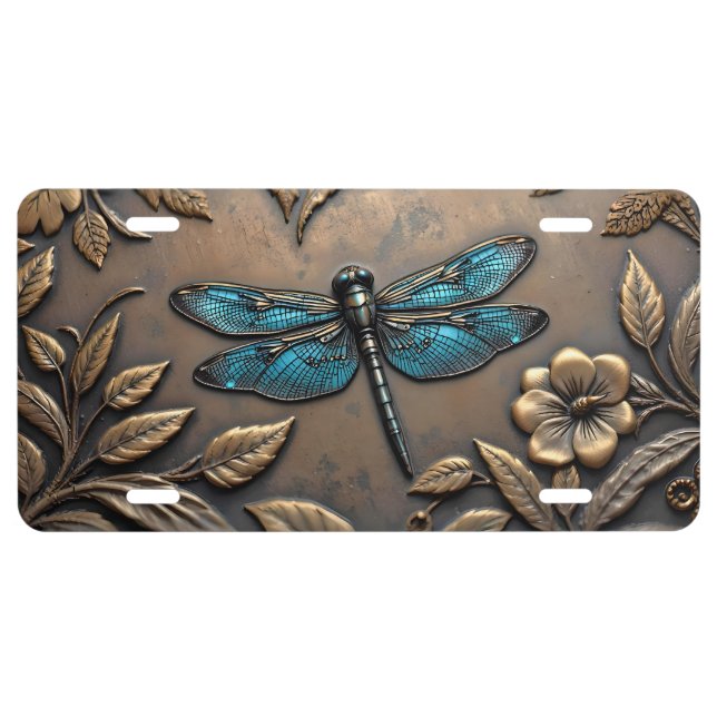 BLUE DRAGONFLY METAL PLAGUE LICENSE PLATE (Front)